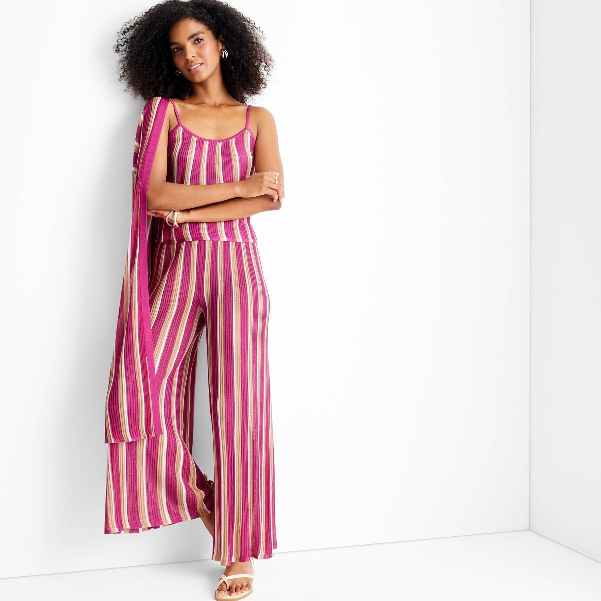 Women's Striped Wide Leg Sweater Pants - Future Collective™ with Jenny K. Lopez Pink | Target
