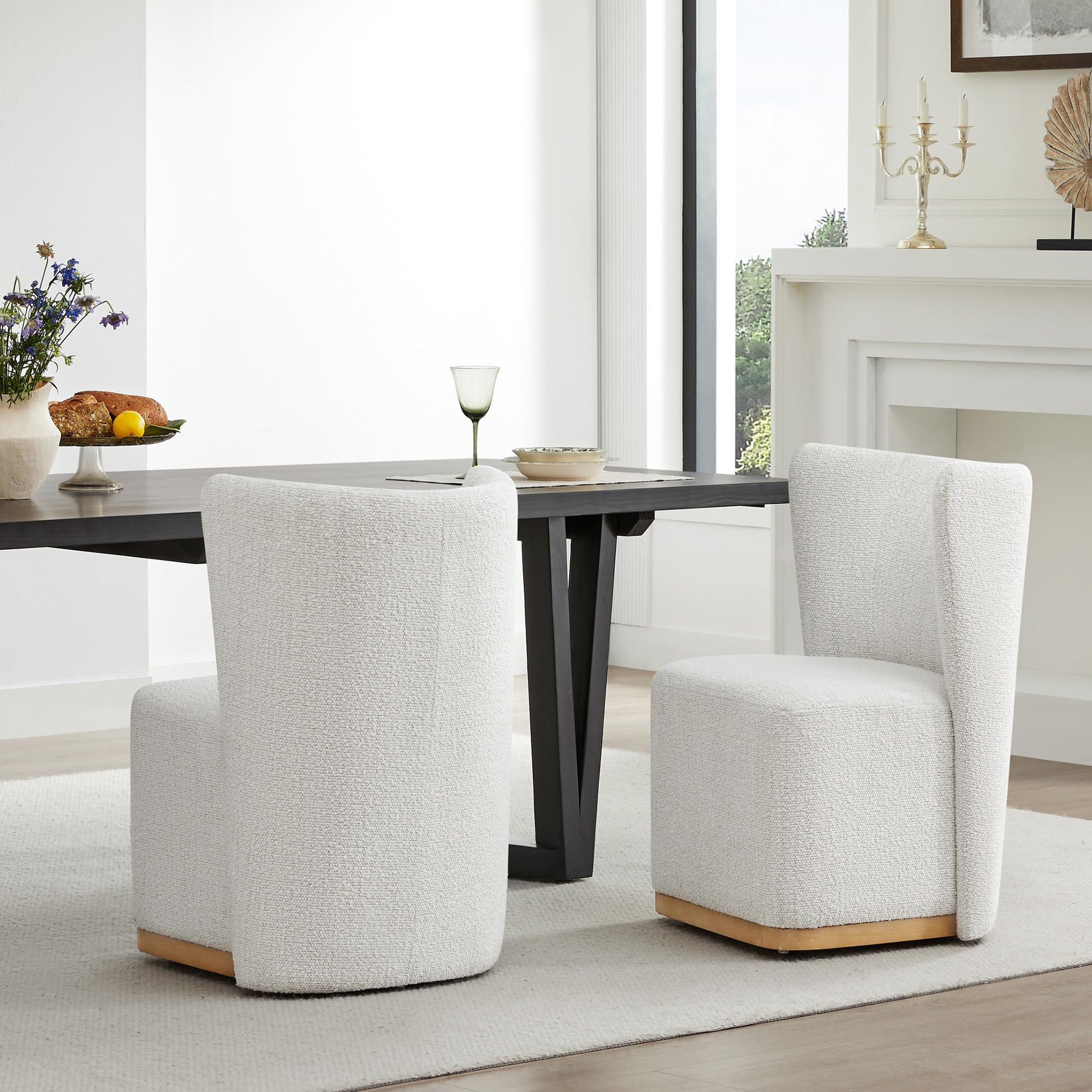 CHITA Upholstered Rolling Dining Chair on Casters Set of 2, FSC Certified Modern Fabric Dining Ch... | Amazon (US)