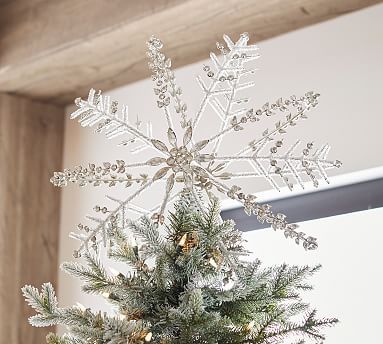 Jeweled Snowflake Handcrafted Christmas Tree Topper | Pottery Barn (US)