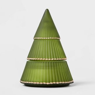 2pc Holiday 2-Wick Forest Fir Figural Tree Green with Gold Rim Candle - Threshold&#8482; | Target