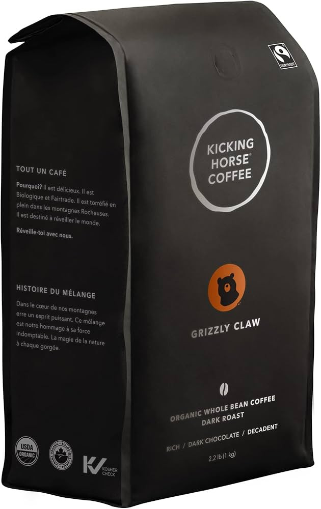 Kicking Horse Coffee, Grizzly Claw, Dark Roast, Whole Bean, 2.2 Pound - Certified Organic, Fairtr... | Amazon (US)