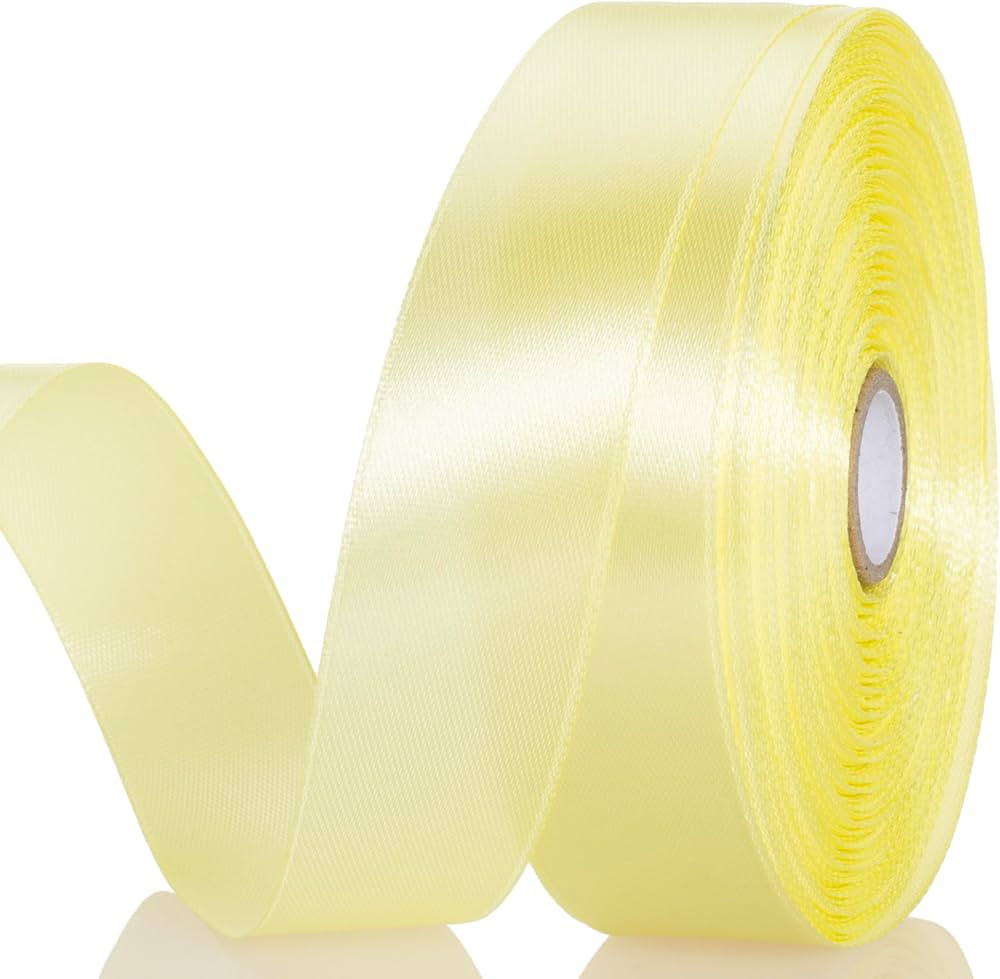 1 Inch Baby Maize Solid Satin Ribbon, 50 Yards Craft Fabric Ribbon for Gift Wrapping Floral Bouqu... | Amazon (US)