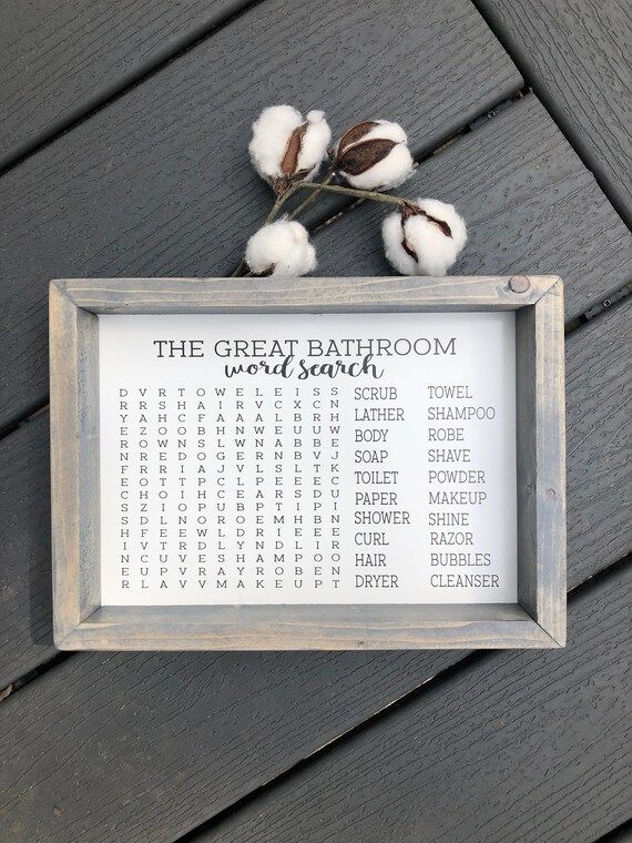 Bathroom Word Search Wooden Sign, Bathroom Decor, Rustic Farmhouse Wooden Sign, Funny Bathroom Si... | Etsy (US)
