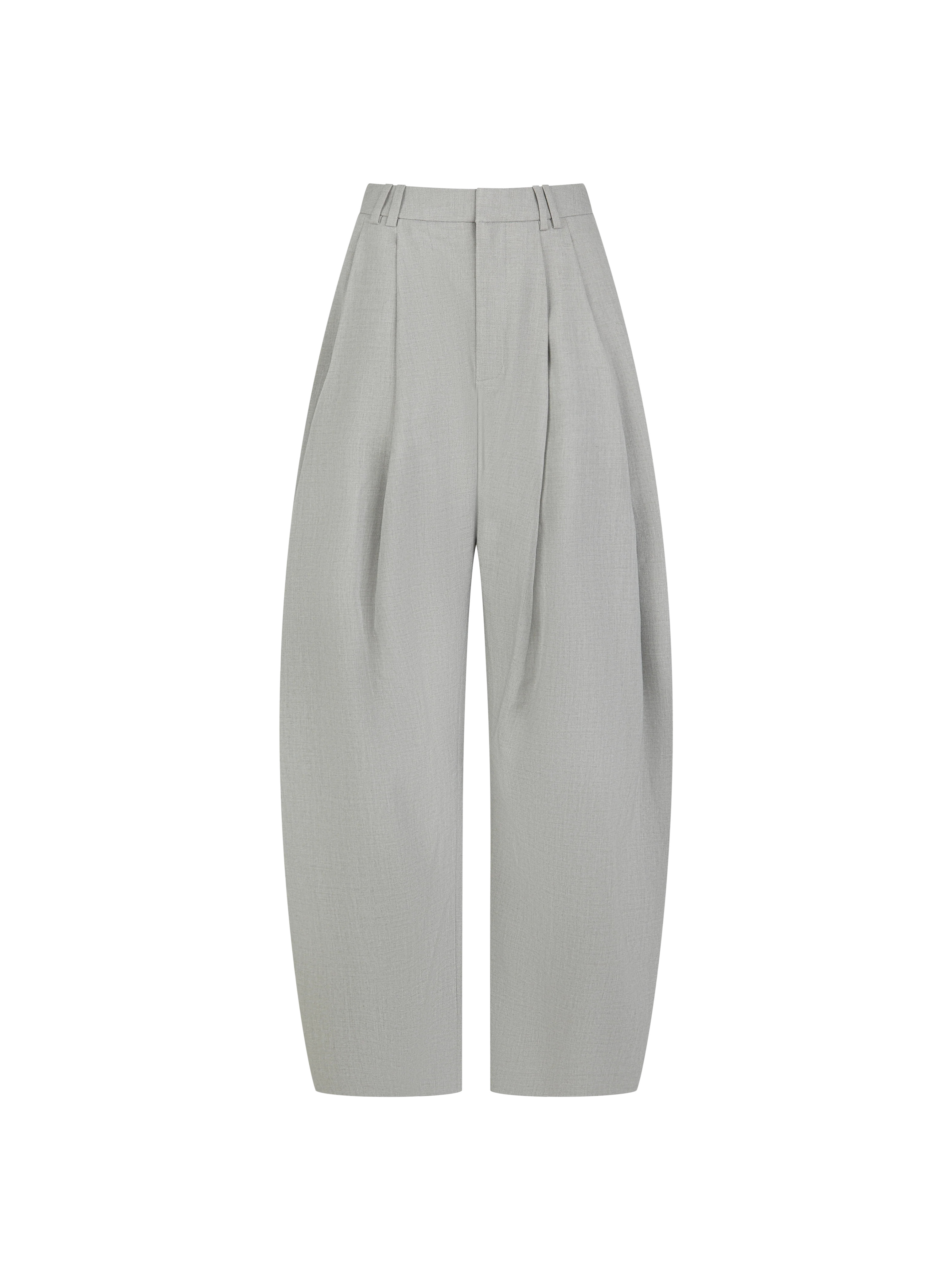 Pleated Wide Leg Trousers - Light Grey | Maebe
