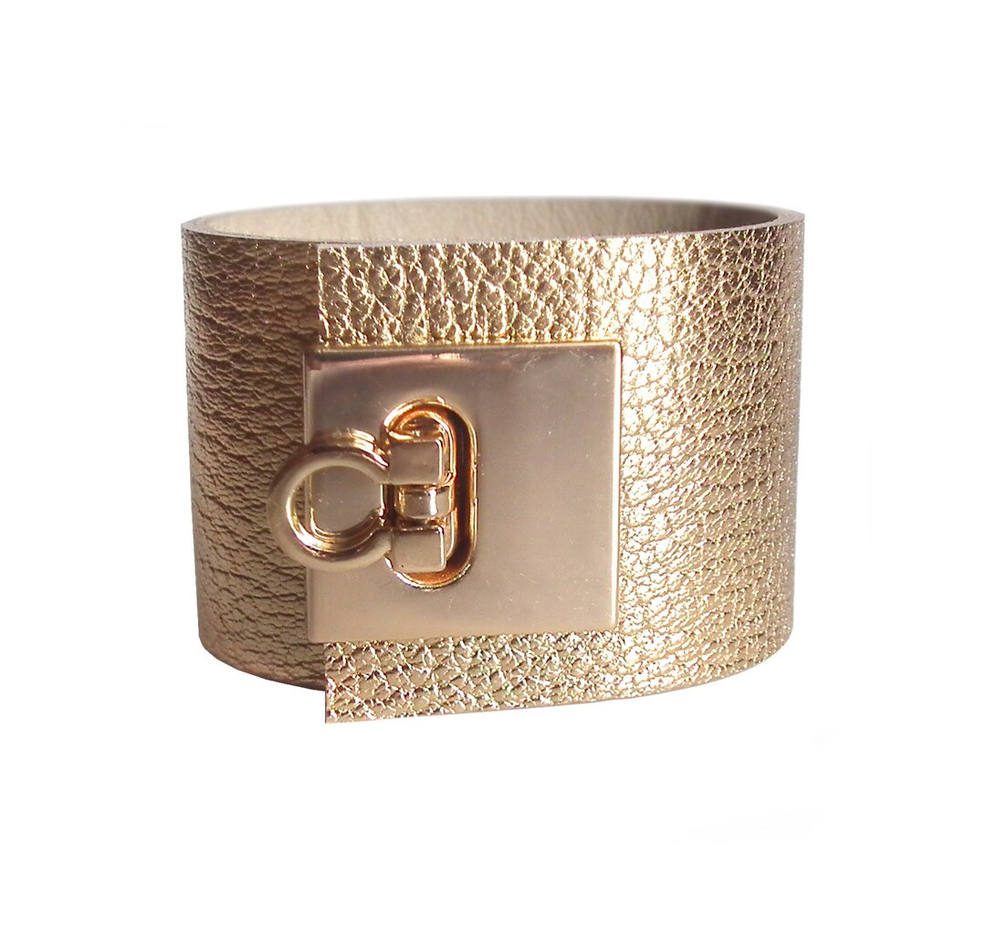 Leather Bracelet Leather Cuff Gold or Burgundy or Black Lock Clasp - Etsy | Etsy (US)