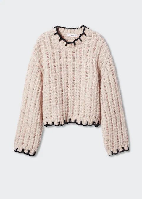 Sweater with ruffled openwork details -  Women | Mango USA | MANGO (US)