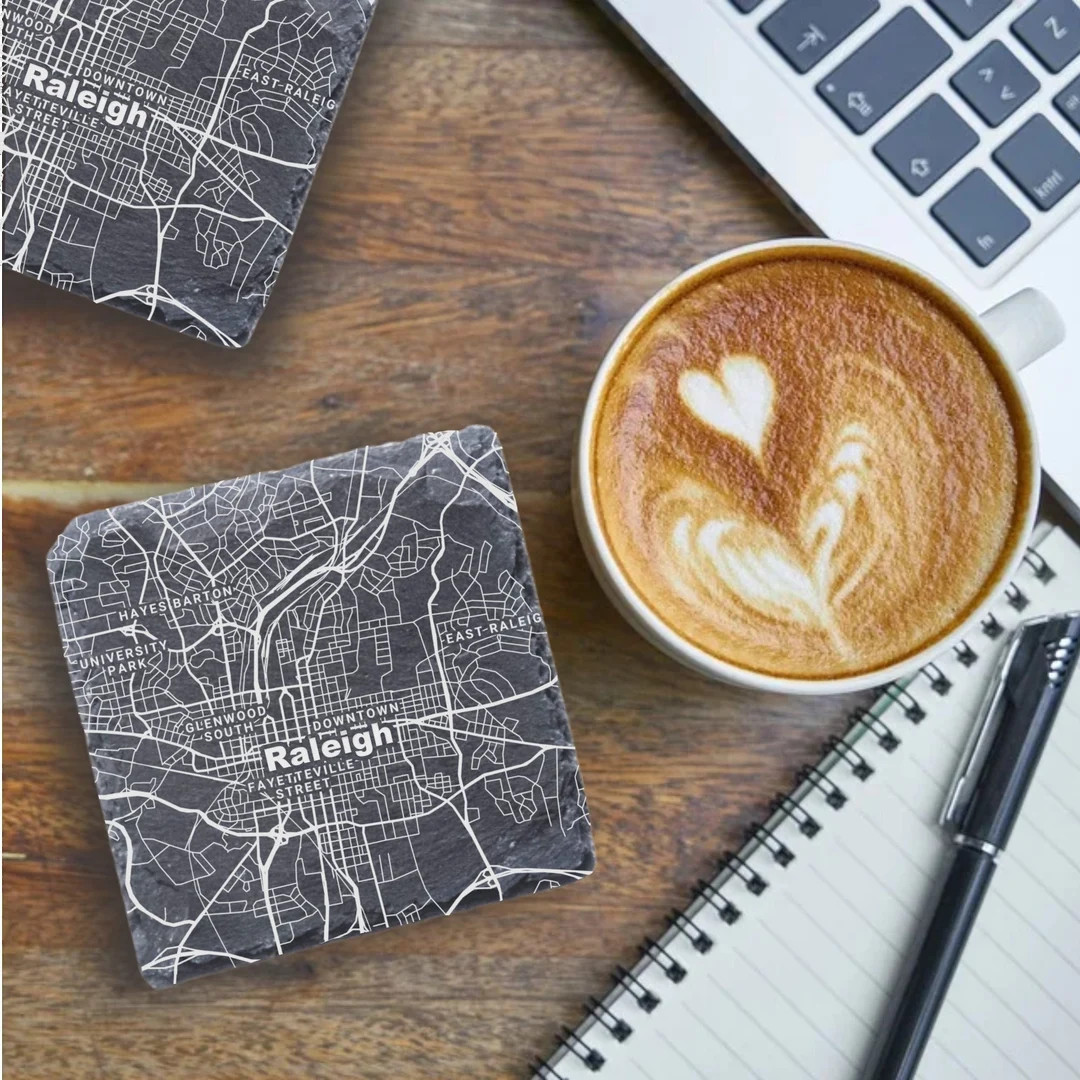 Raleigh Housewarming Gift, Engraved Slate Coaster, Raleigh Decor, Raleigh NC Gift, Coaster Set, R... | Etsy (US)