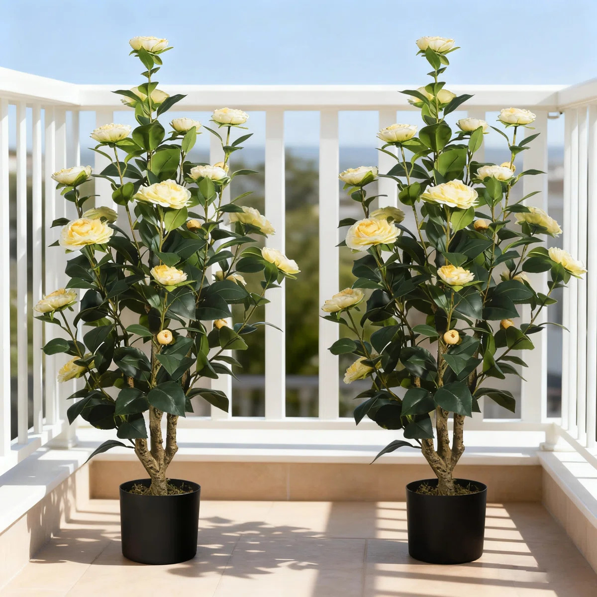 Artificial Camellia Plant, Faux Camellia Tree In Pot, Decorative Plant Fake Flower Tree Indoor Ou... | Wayfair North America