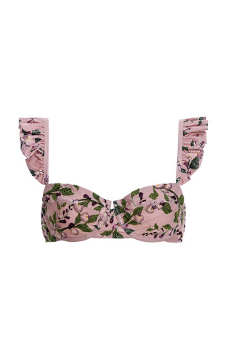 Jengibre Floral Linen Bikini Top | Moda Operandi (Global)