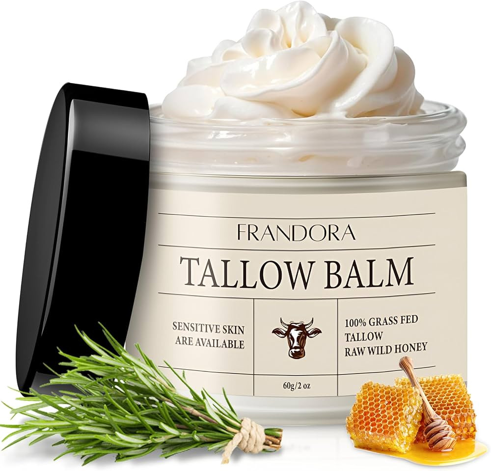 Beef Tallow and Honey Balm for Skin, All-Natural Moisturizer, Hydrating Tallow Balm with Raw Hone... | Amazon (US)