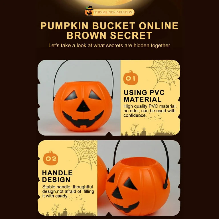 Coollooc Halloween Pumpkin Candy Buckets - Plastic Jack-O'-Lantern Sweet Snack Pails with Handles... | Walmart (US)