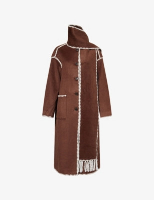 Fable Contrast-Stitch Longline Scarf Wool-Blend Coat | Selfridges