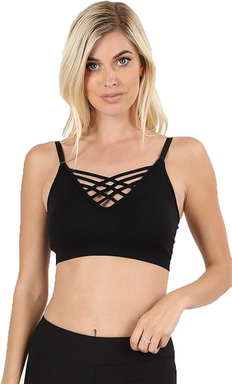 Women's Sexy Cross Strappy Wirefree Sports Bra Bralette | Amazon (US)