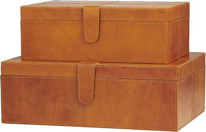 Deco 79 Leather Handmade Decorative Box Storage Decorative Keepsake Boxes with Snap Front Closure... | Amazon (US)