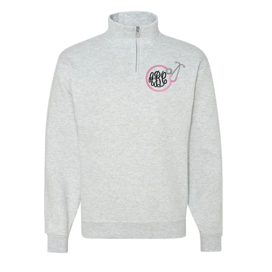 Monogrammed Stethoscope Quarter Zip Sweatshirt | United Monograms