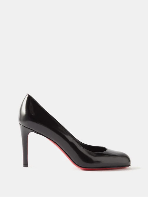 Christian Louboutin - Pumppie 85 Patent-leather Pumps - Womens - Black | Matches (US)
