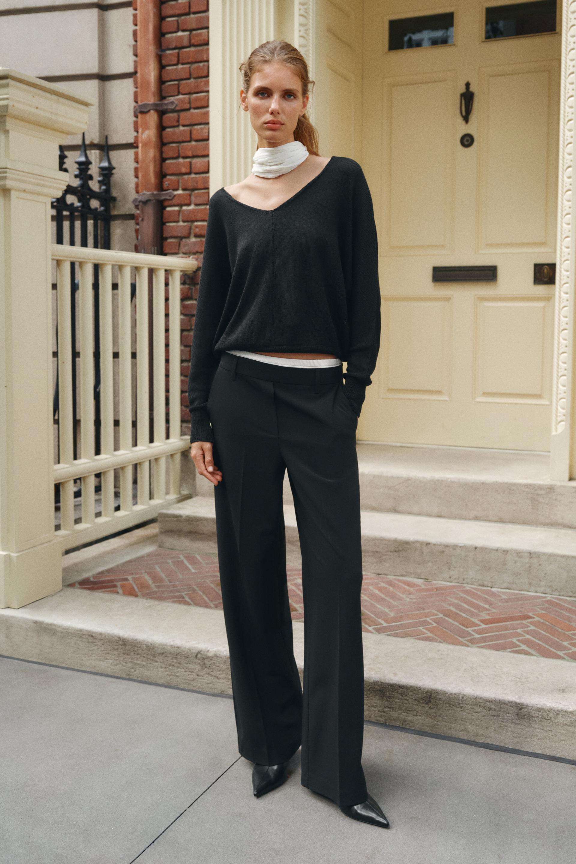 Zara - Wide-Leg Double-Waist Pants - Striped - Xs - Woman | Zara US