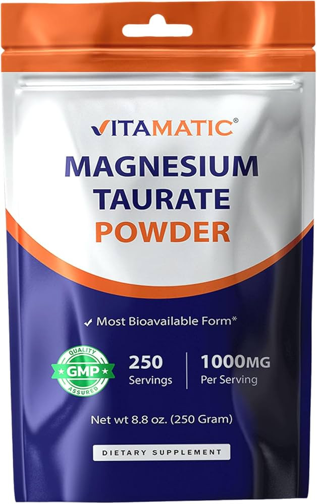 Vitamatic Magnesium Taurate 1000mg per Serving Supports Muscle, Joint, and Heart Health 250 Grams... | Amazon (US)