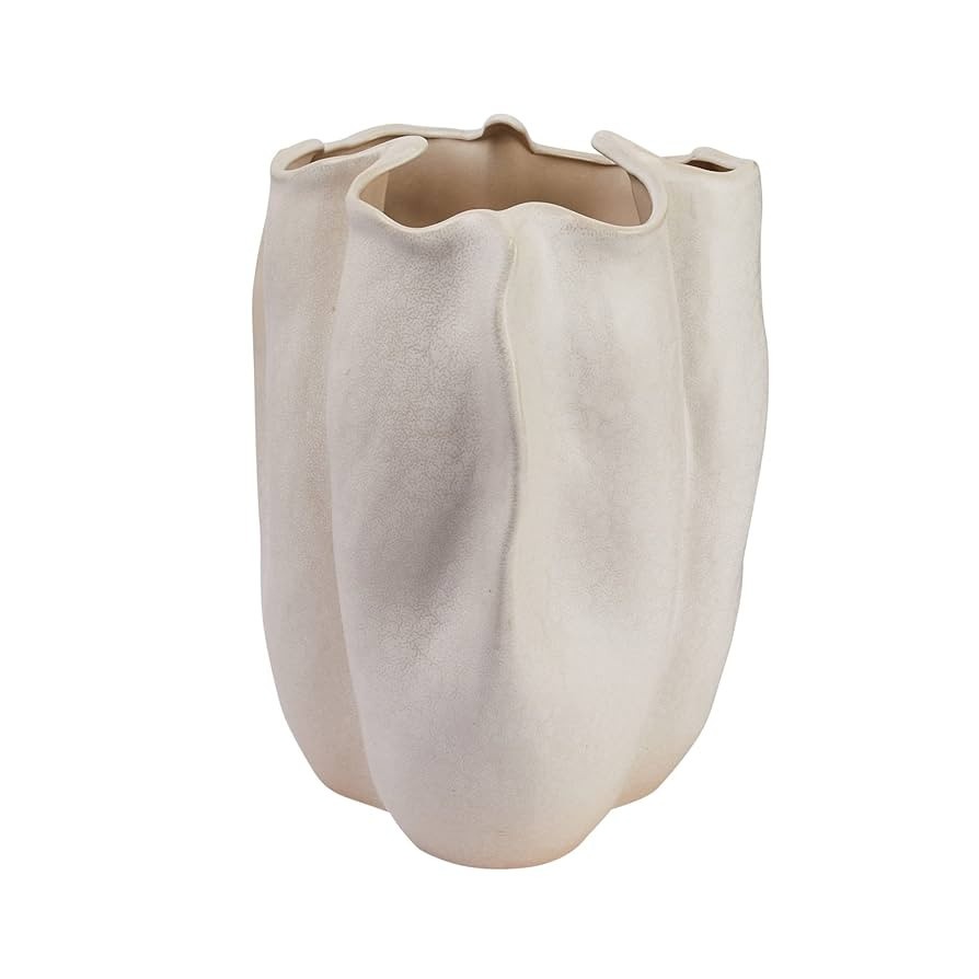 Bloomingville Decorative Organically Shaped Stoneware Vase, Matte Cream | Amazon (US)