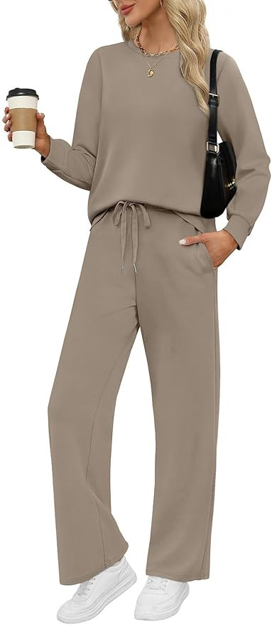 WIHOLL Lounge Sets for Women 2 Piece Travel Vacation Outfits Fall Sweatsuit Tracksuit | Amazon (US)