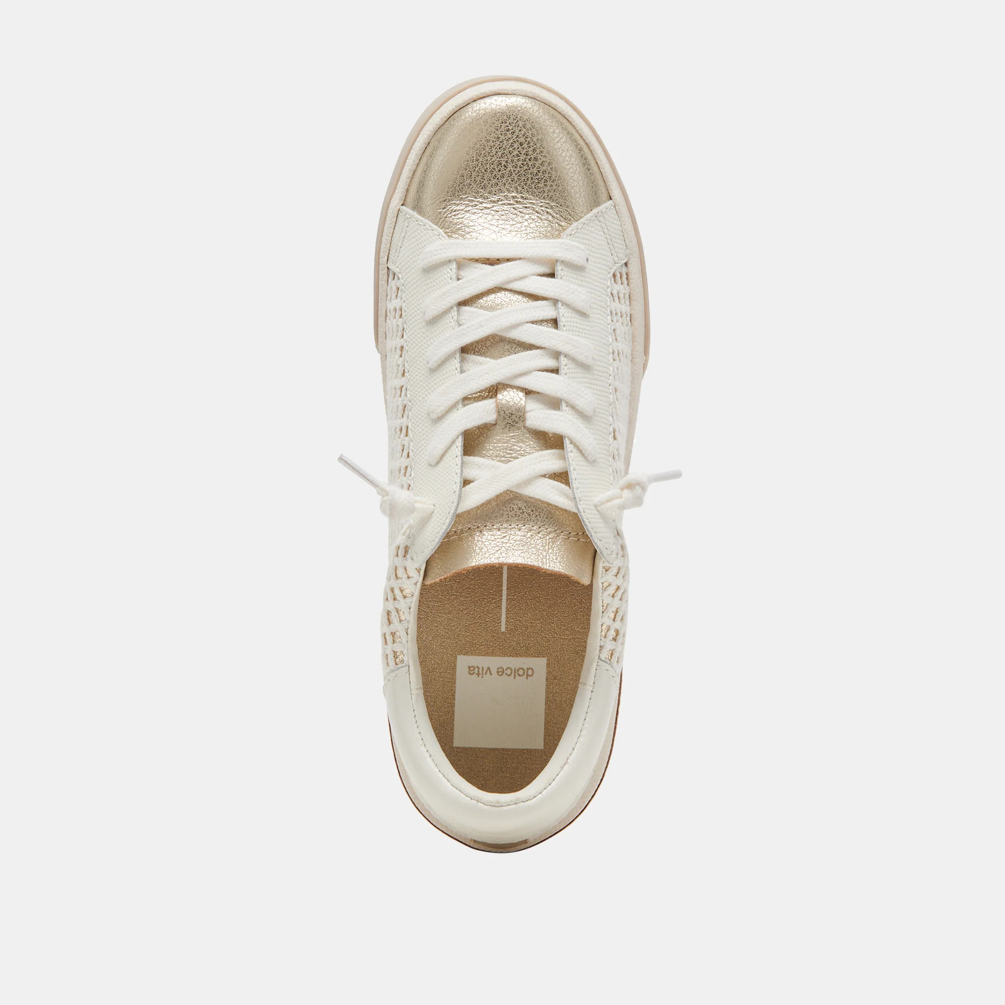 Zina Sneakers Bone Gold Woven | DolceVita.com
