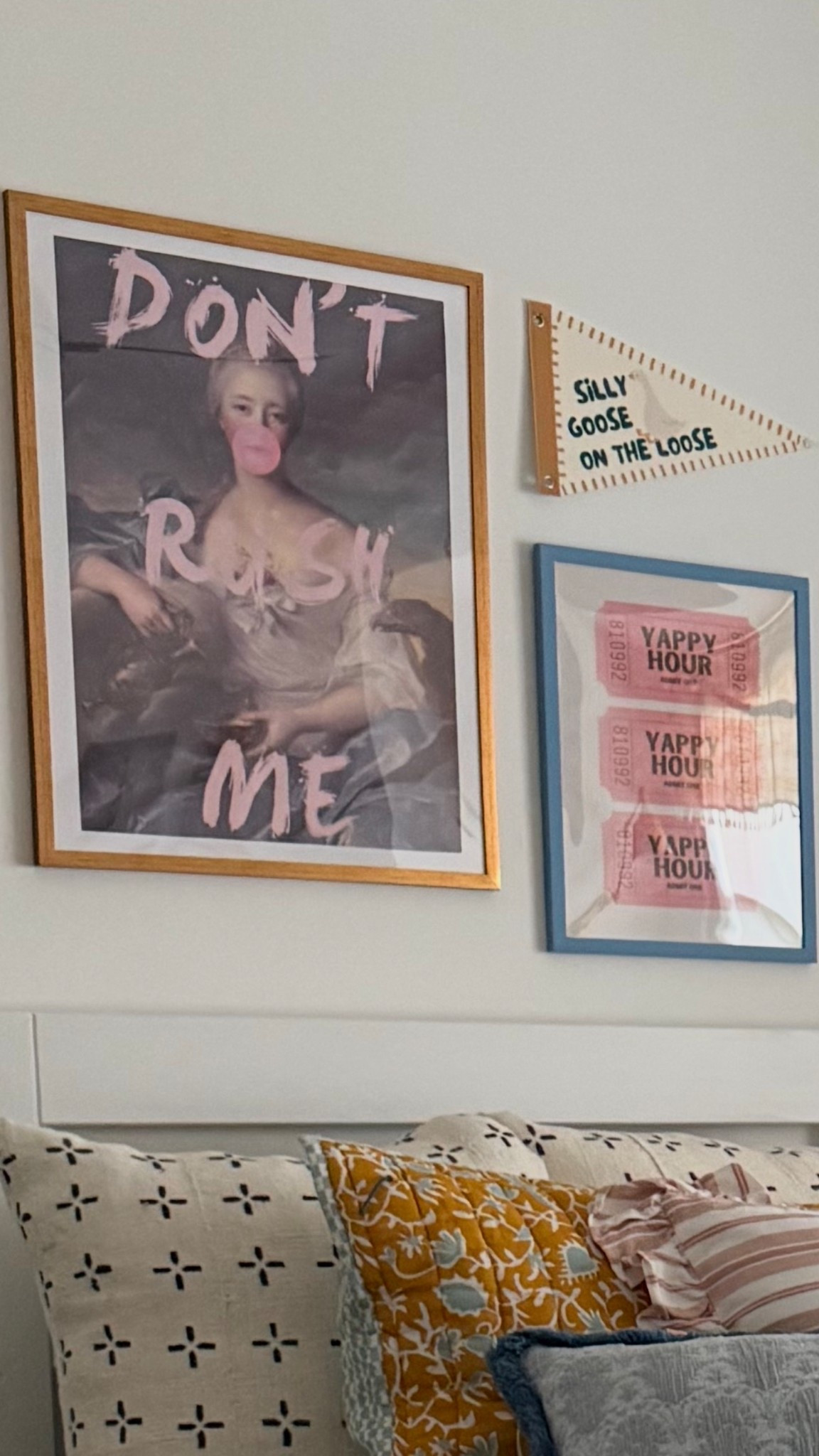 Loving this gallery wall my daughter and I just did in her room 😍 Note- I did have to trim the mat in the gold frame to fit the don’t rush me text 

#LTKKids #LTKHome