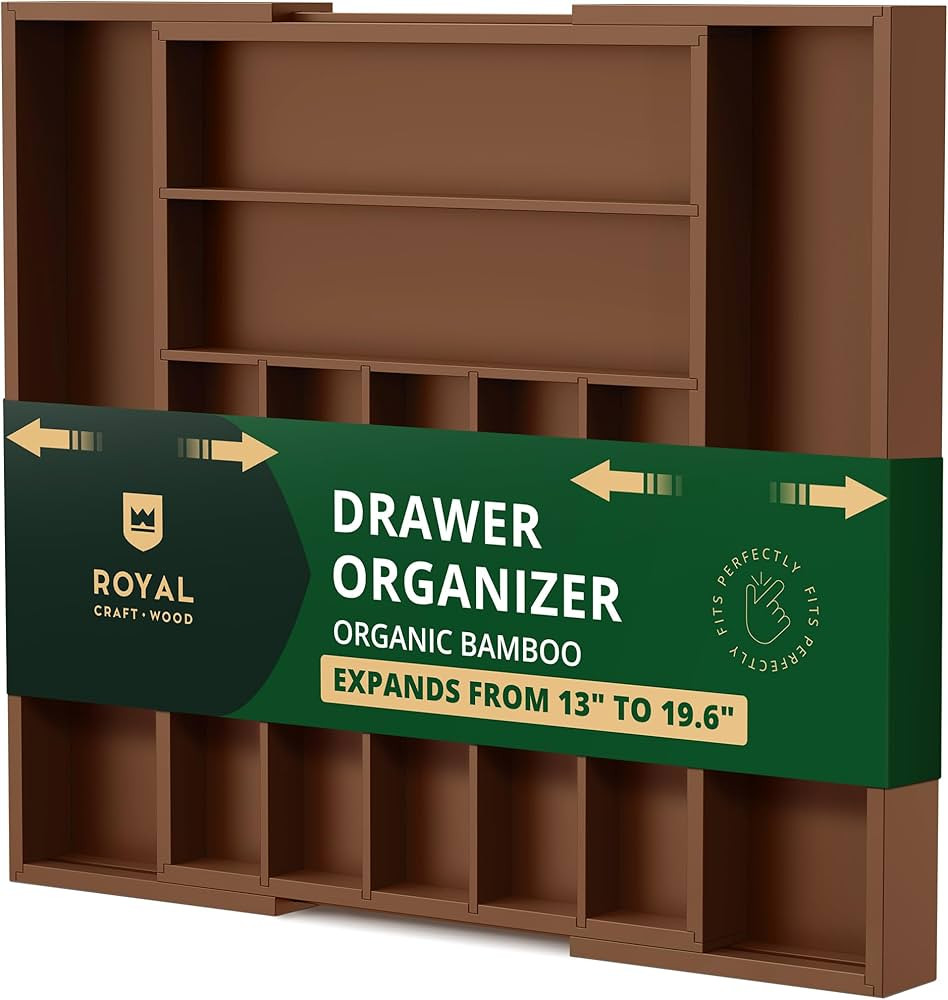 ROYAL CRAFT WOOD Luxury Bamboo Kitchen Drawer Organizer - Silverware Organizer - Utensil Holder a... | Amazon (US)