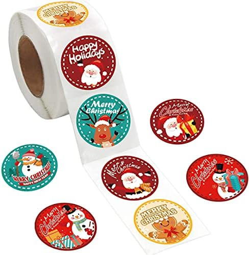 560Pcs Christmas Stickers 1.5Inch Christmas Envelope Stickers in Roll Santa Claus Snowman Reindee... | Amazon (US)