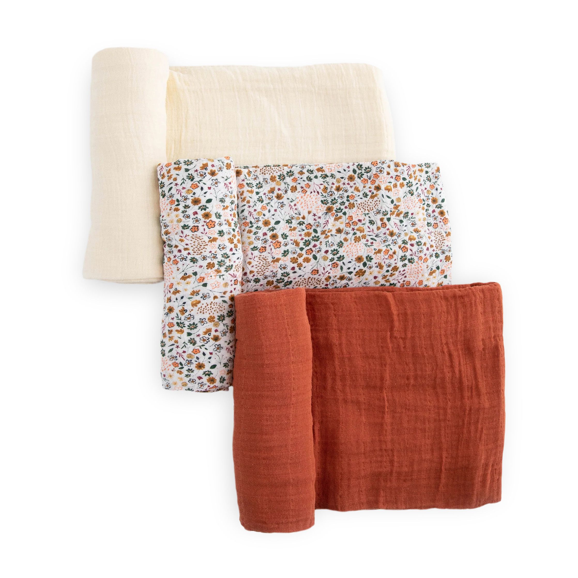Cotton Muslin Swaddle Blanket 3 Pack - Pressed Petals | Little Unicorn