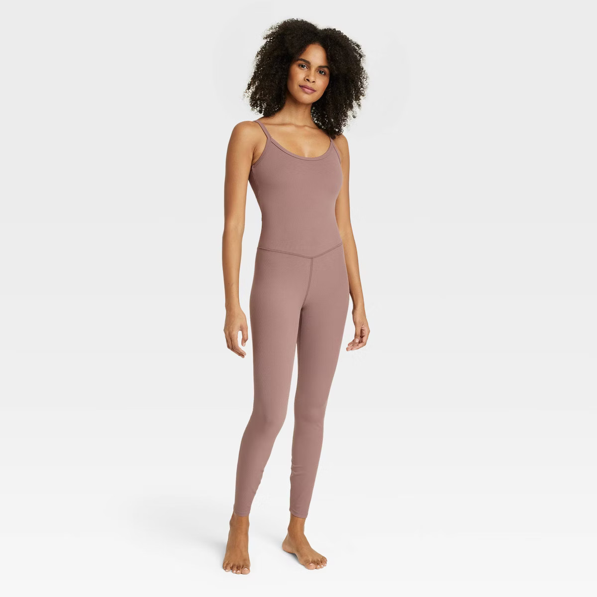 Women's Rib Full Length Bodysuit - All In Motion™ Brown XS | Target