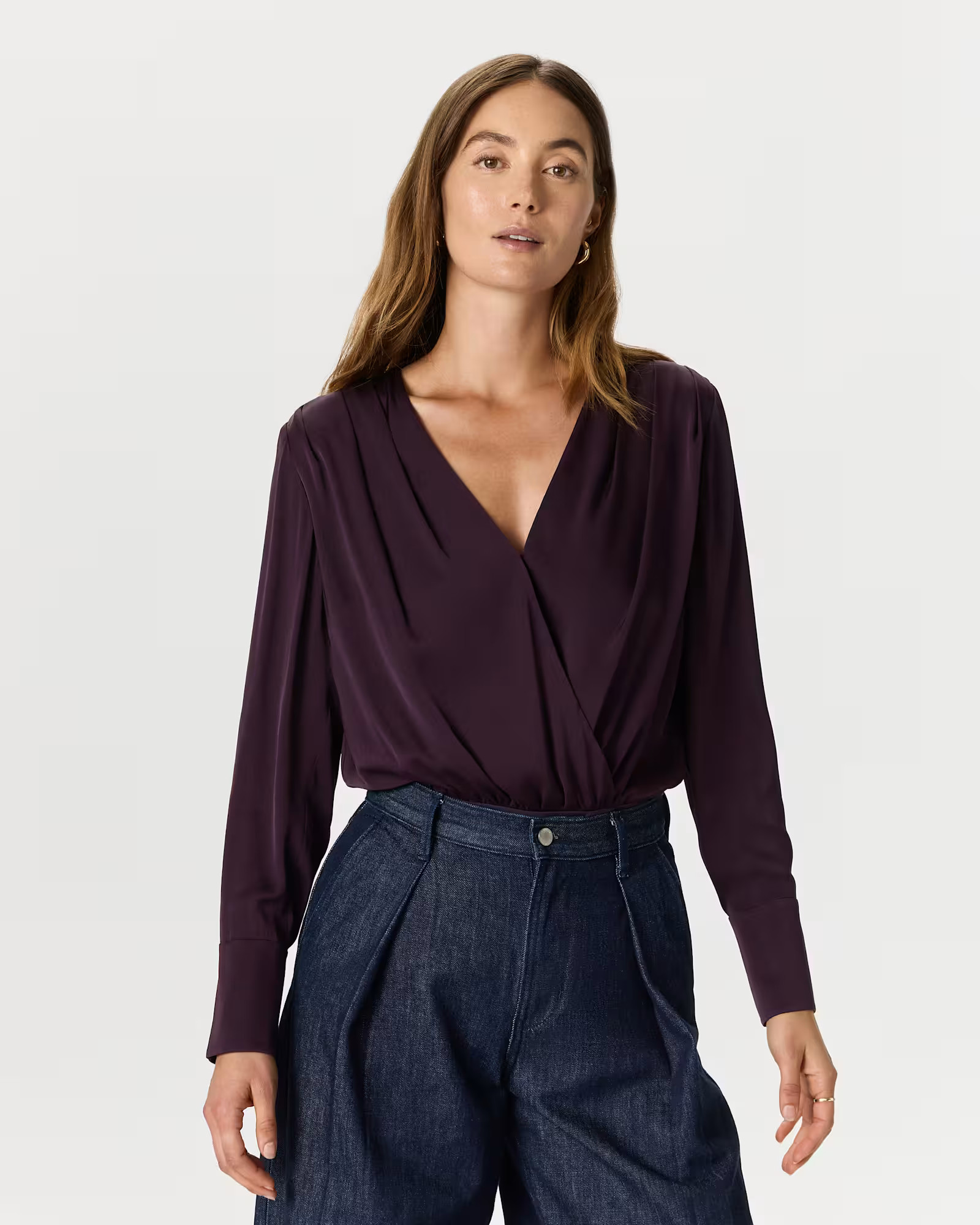 Washable Stretch Silk Surplice Bodysuit | Quince