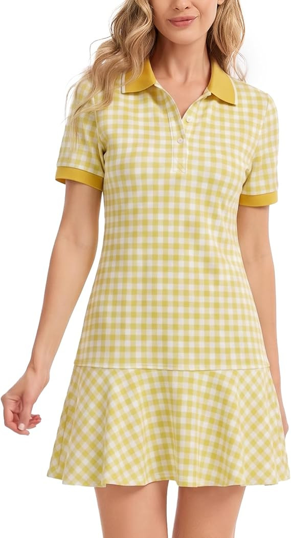 YEXPINE Polo Dress for Women Short Sleeve Ruffle Hem Golf Tennis Summer Mini Dresses | Amazon (US)