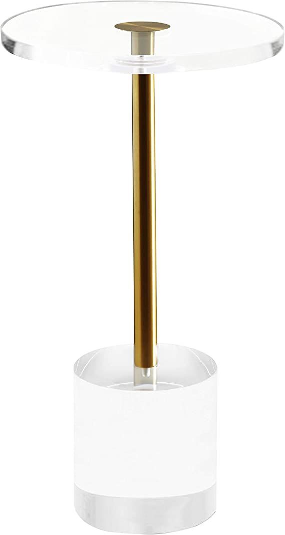 Artmaze Clear Acrylic End Table,Side Table,Brushed Brass Metal,Round,for Office, Living Room and ... | Amazon (US)