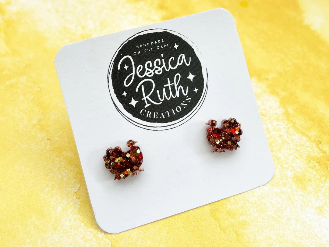Handmade Sparkly Fall Turkey Stud Earrings - Etsy | Etsy (US)