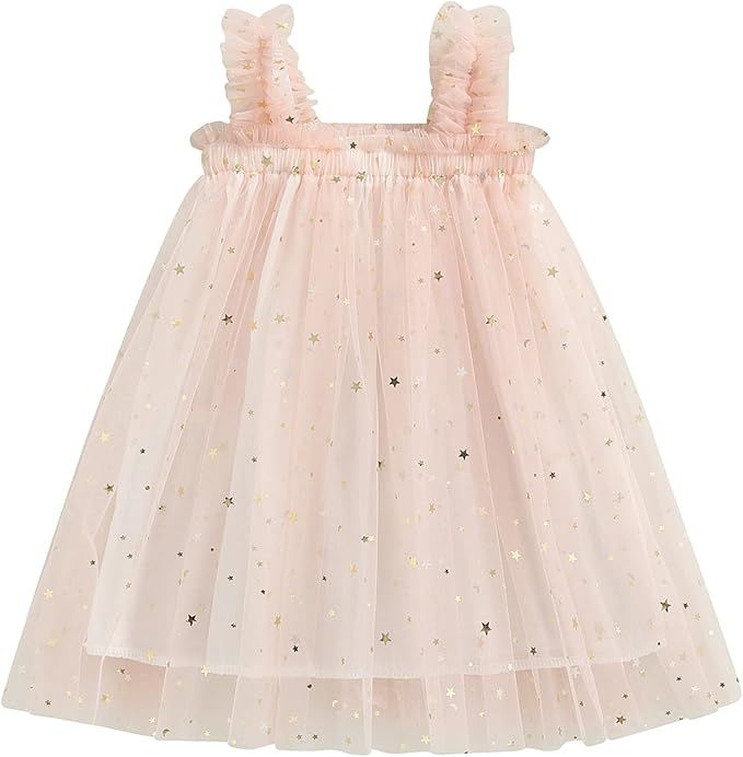 Mubineo Toddler Baby Girl Rainbow Tulle Tutu Dress Strappy Princess Dresses Sundress | Amazon (US)