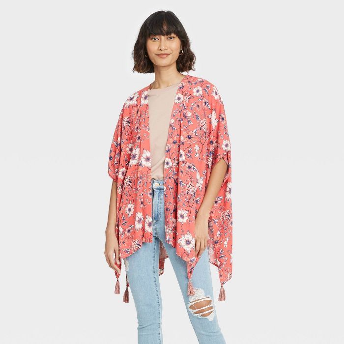 Women's Floral Print Short Sleeve Kimono Jacket - Knox Rose™ | Target