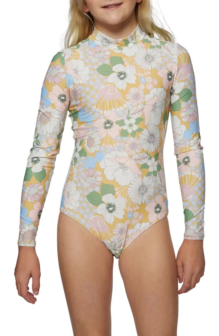 Kids' Twiggy Long Sleeve One-Piece Rashguard Swimsuit | Nordstrom