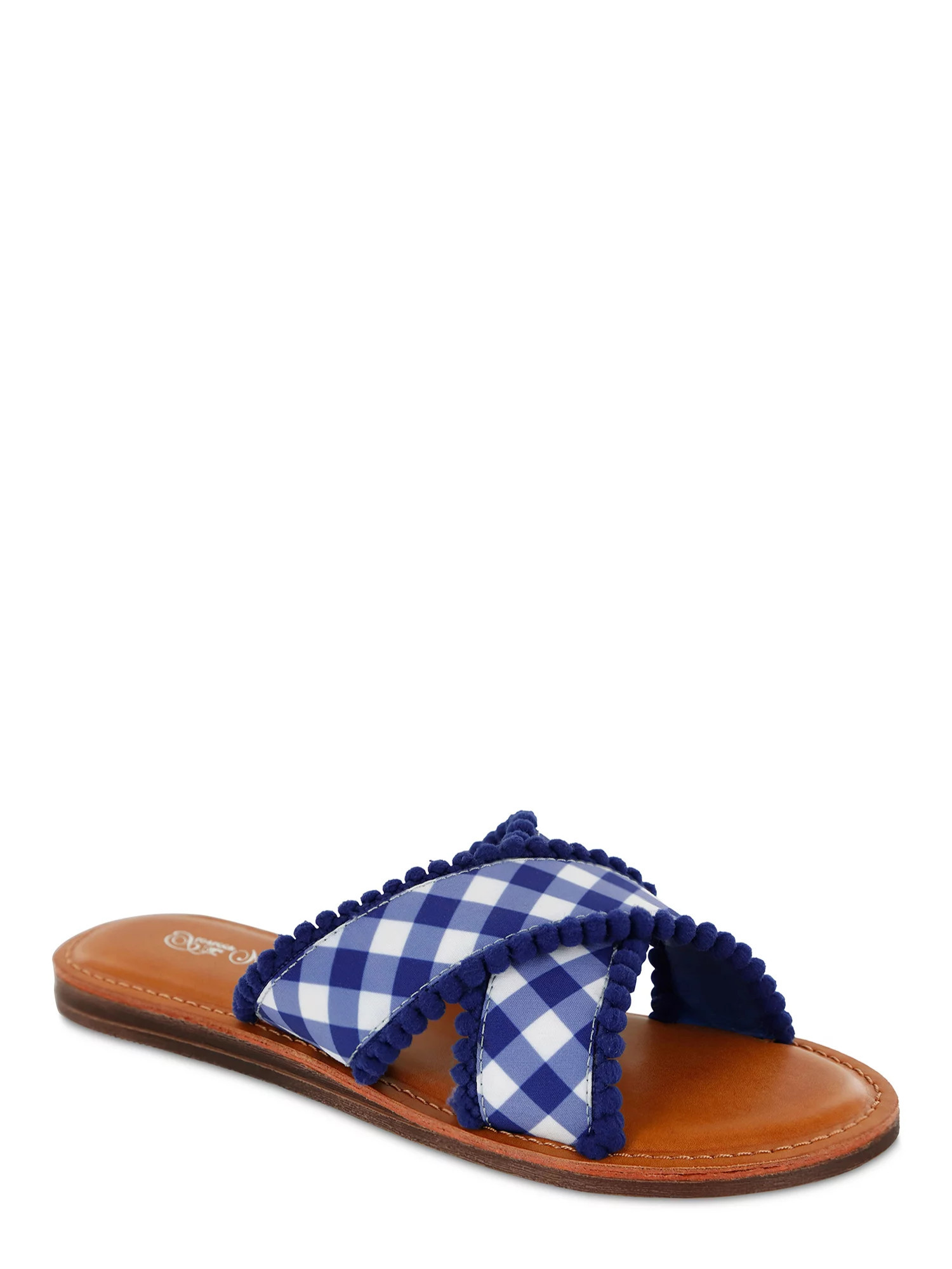 The Pioneer Woman Crossband Pom Pom Slide Sandal, Women's | Walmart (US)