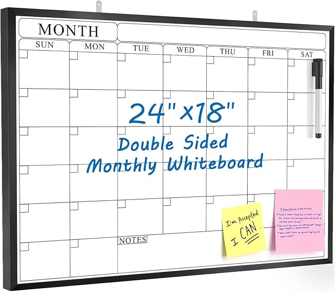 MaxGear Dry Erase Calendar Board 24" x 18" Magnetic Monthly Double-Sided Calendar Whiteboard with... | Amazon (US)