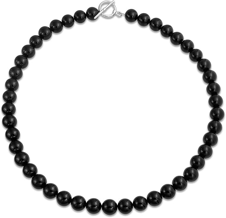 Simple Classic Hand Knotted Created Semi Precious Gemstone Round Ball 10MM Bead Strand Choker Col... | Amazon (US)