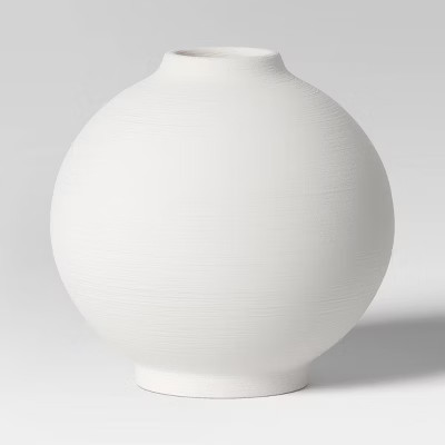 Ceramic Round Textured Vase White - Threshold™: Elegant Bud Vase for Tabletop, Spot Clean, 7.75... | Target
