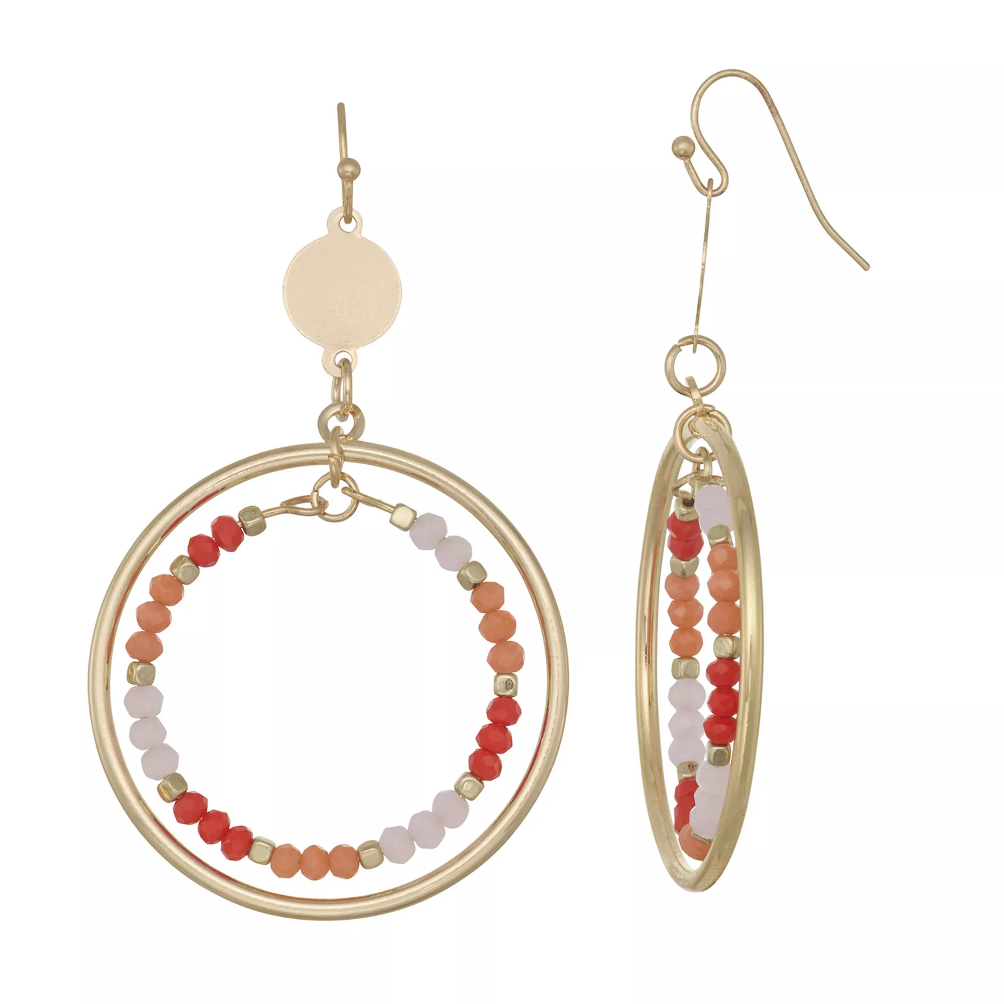 Emberly Gold Tone Circle Drop Earrings | Kohl's