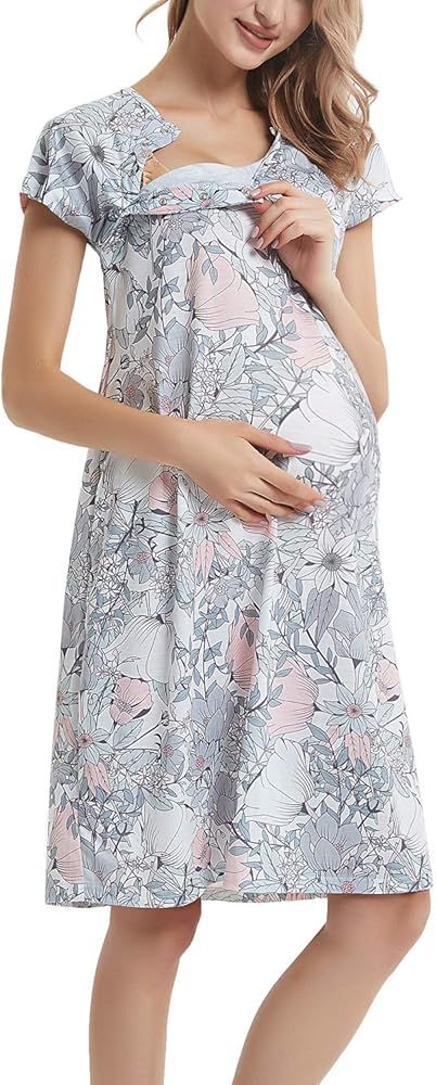 GINKANA Maternity Labor Delivery Hospital Gown Breastfeeding Nursing Nightgown Nursing Nightdress | Amazon (US)