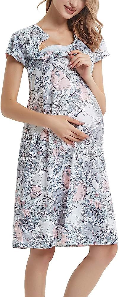 GINKANA Maternity Labor Delivery Hospital Gown Breastfeeding Nursing Nightgown Nursing Nightdress | Amazon (US)
