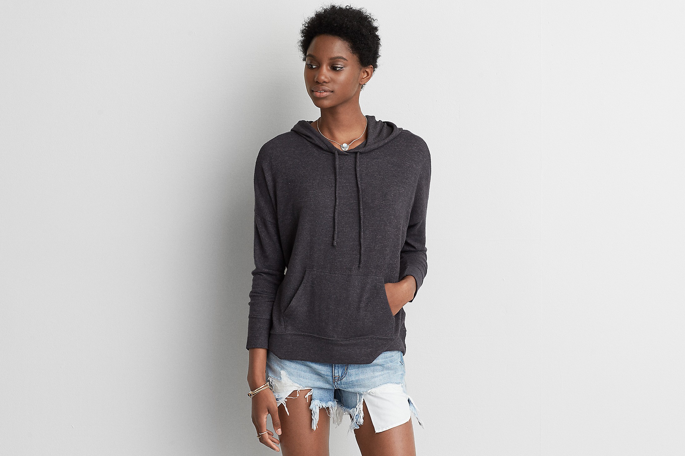 AEO Soft & Sexy Plush Hoodie , Lead | American Eagle Outfitters (US & CA)