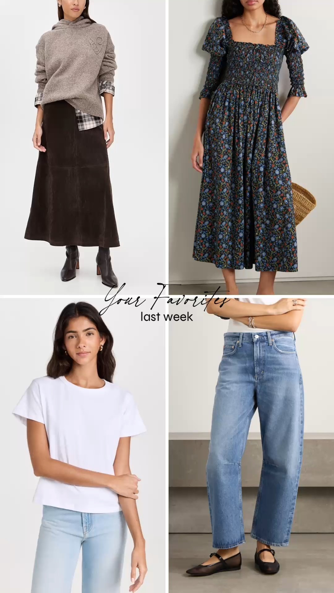 Your favorite items last week 🤍 I wear 2 in skirt, S in Doen dresses, S in white tee, 25 in jeans 

#LTKSeasonal