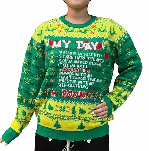 My Day I'm Booked Ugly Christmas Sweater – Ugly Christmas Sweater for Women 2025 – Xmas Knitted Sweaters for Men Women – Gifts for Christmas - X-mas Knit Sweatshirt - Holiday Outfits (2XL | Amazon (US)