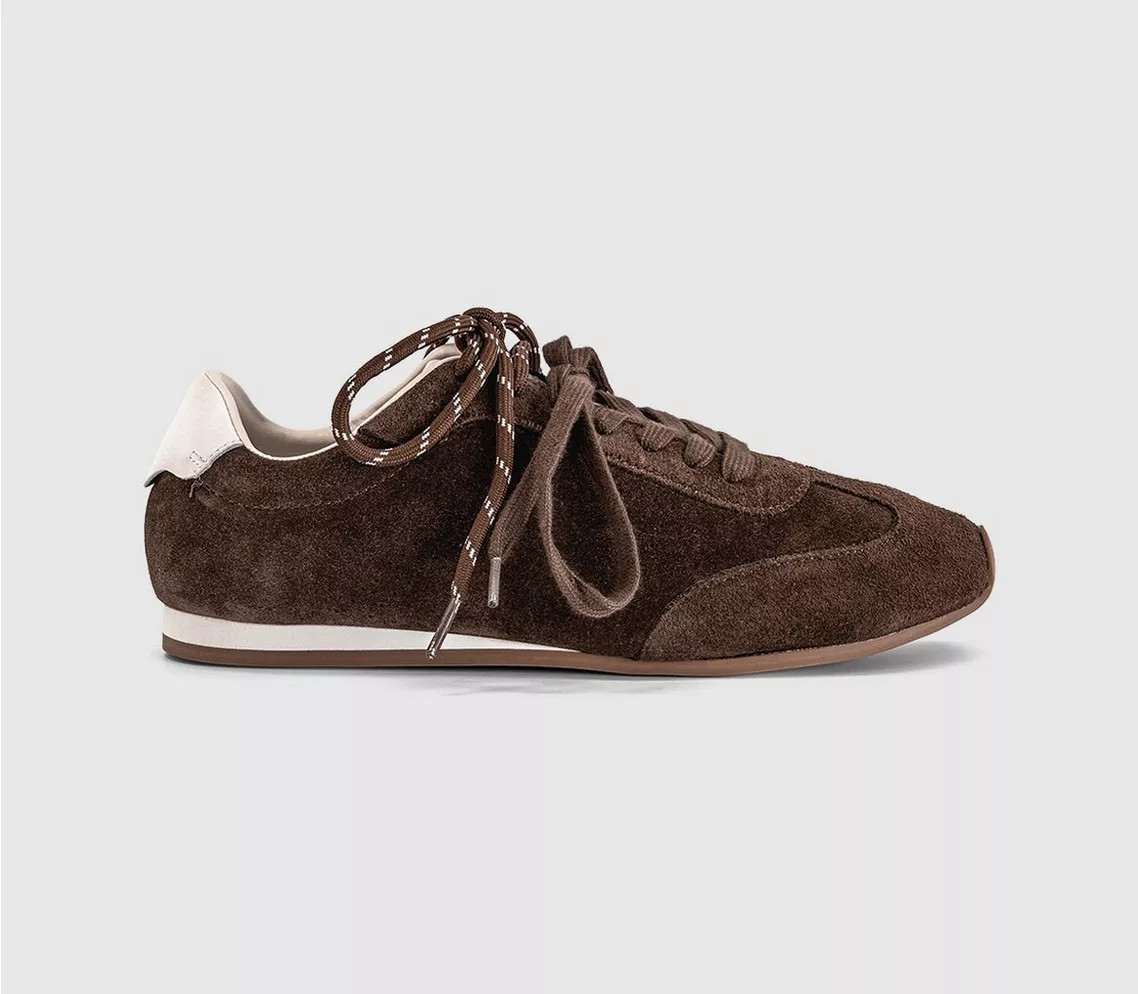 OFFICE Talon Slim Sole Suede Runner Trainers Brown Suede - Flat Shoes for Women | Office Shoes (UK)