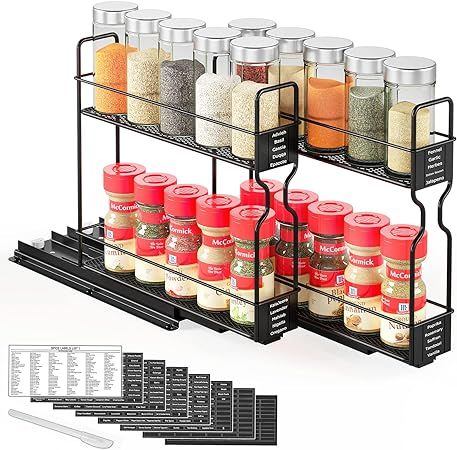 SpaceAid Pull Out Spice Rack Organizer for Cabinet, Heavy Duty Slide Out Seasoning Kitchen Organi... | Amazon (US)