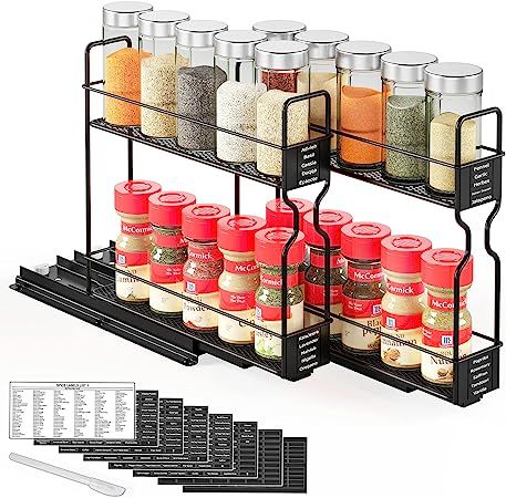 SpaceAid Pull Out Spice Rack Organizer for Cabinet, Heavy Duty Slide Out Seasoning Kitchen Organi... | Amazon (US)